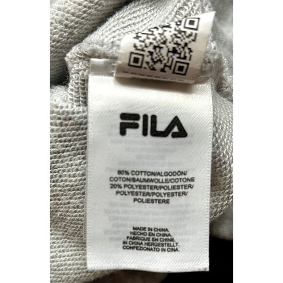 Fila Grey Y2K Sporty Cropped Crewneck Sweatshirt Snap Sleeve Logo Pullover (M) - Picture 6 of 7